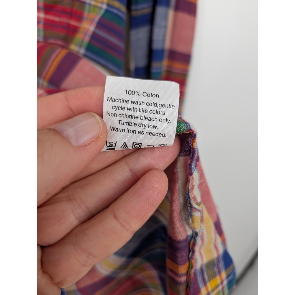 J Crew Plaid Popover Top Womens Small Red Multi Boy Fit Cotton Preppy Academia - Picture 6 of 7